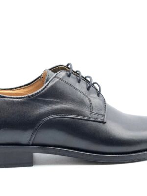 SCARPA DERBY UOMO PELLE VITELLO NAPPATO NERO, SUOLA IN VERO CUOIO 901(crust)