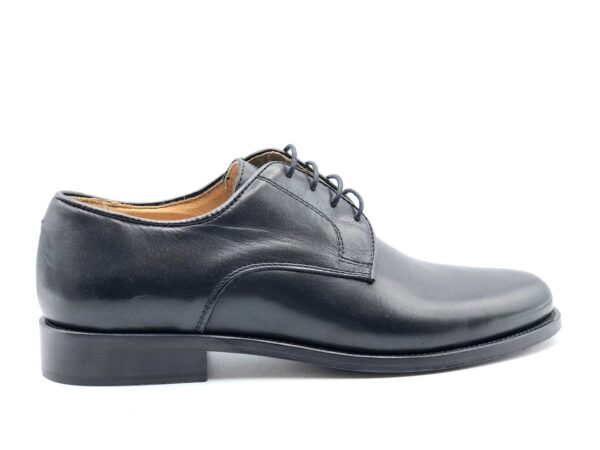 SCARPA DERBY UOMO PELLE VITELLO NAPPATO NERO, SUOLA IN VERO CUOIO 901(crust)