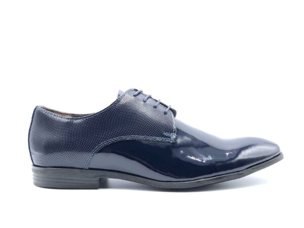 SCARPA BLUE DERBY SPOSO UOMO PEDULLA' LUXURY, FONDO IN CUOIO LAVORAZIONE ARTIGIANALE ART. 2 7750A VERN./VERN. GEMMA MARINE