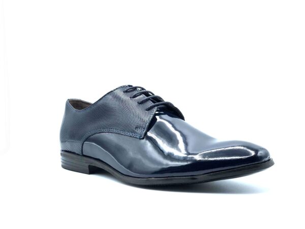 SCARPA BLUE DERBY SPOSO UOMO PEDULLA' LUXURY, FONDO IN CUOIO LAVORAZIONE ARTIGIANALE ART. 2 7750A VERN./VERN. GEMMA MARINE