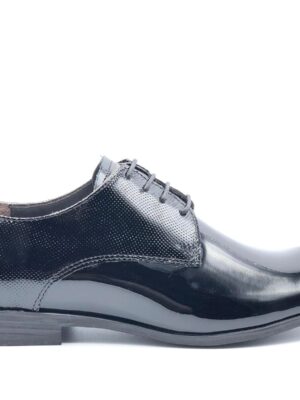 SCARPA SPOSO DERBY UOMO PEDULLA' LUXURY PELLE VERNICE LUCIDA GEMMA PUNTELLINATA NERA, FONDO IN CUOIO FATTE A MANO 7750A