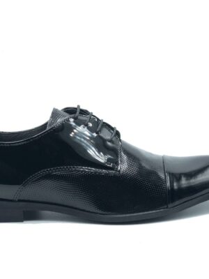 SCARPA SPOSO DERBY UOMO PUNTELLINATA NERA - BLU ART.7186A VERN. GEMMA, FONDO IN CUOIO