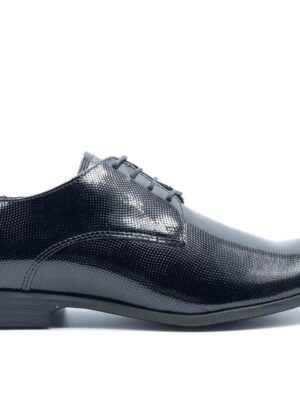 SCARPA SPOSO DERBY UOMO PEDULLA' LUXURY ART.2 7750A CAPRI VERNICE GEMMA NERO(PUNTELLINATO), FONDO IN CUOIO