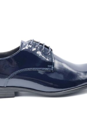 CALZATURE SPOSO UOMO DERBY PEDULLA' LUXURY ART. 2 7750A VERNICE BLU, FONDO IN CUOIO