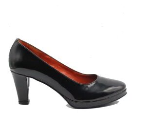 SCARPA DONNA PEDULLA' DÉCOLLETÉ 098 VERNICE NERO TACCO 6 cm PLATEAU 1 cm