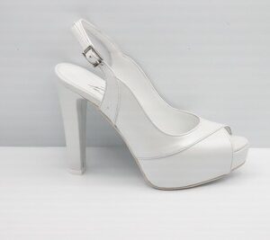 SCARPA SPOSA PELLE PERLATO BIANCO ART. 1535 TACCO 12 CM PLATEAU 3 CM