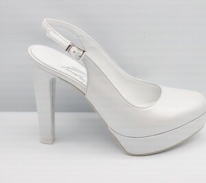 SCARPA SPOSA PEDULLA' PERLATO BIANCO ART. 843 TACCO 12 CM PLATEAU 2,5 CM