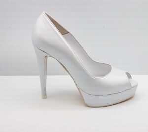 SCARPA SPOSA ARMANDO OLIVIERI OPEN TOE PERLATO BIANCO ART. 432 TACCO 12 CM