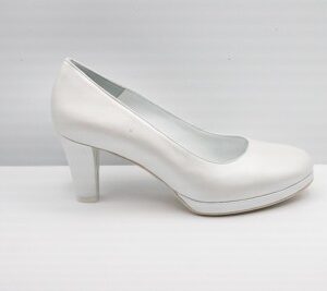 SCARPA SPOSA DÉCOLLETÉ PEDULLA' IN PELLE PERLATO BIANCO ART. 098 TACCO 6 CM PLATEAU 1 CM