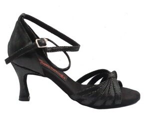 SCARPA DONNA DA BALLO ART. 130 NERO LUCE NODO TACCO 7 CM