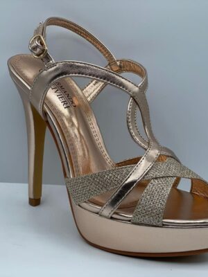 SANDALO DONNA ARMANDO OLIVIERI RASO/PELLE/GLITTER BLU - PRLLE/GLITTER ARGENTO - NUDE - PLATINO ART.36421 TACCO 13