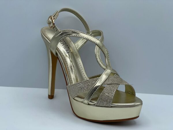 SANDALO DONNA ARMANDO OLIVIERI RASO/PELLE/GLITTER BLU - PRLLE/GLITTER ARGENTO - NUDE - PLATINO ART.36421 TACCO 13