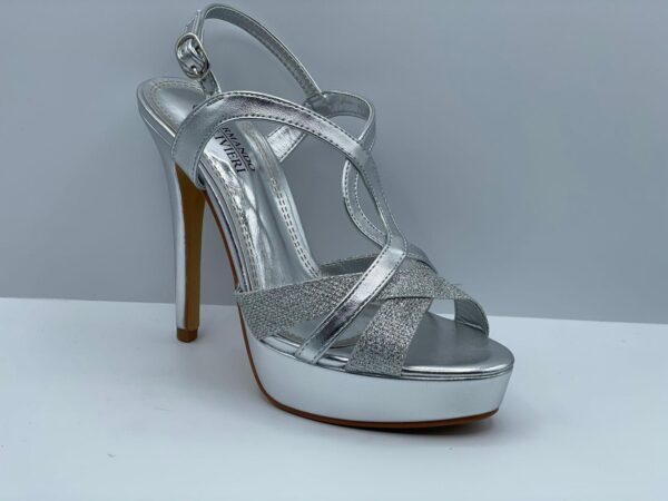 SANDALO DONNA ARMANDO OLIVIERI RASO/PELLE/GLITTER BLU - PRLLE/GLITTER ARGENTO - NUDE - PLATINO ART.36421 TACCO 13