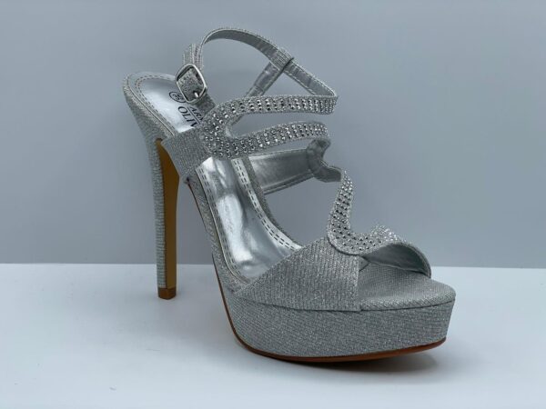 SANDALO DONNA ARMANDO OLIVIERI TESSUTO GLITTER ROSA&NUDE - PLATINO - BLU - ARGENTO ART. 36423 TACCO 13