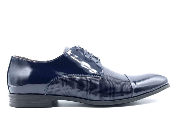 SCARPA SPOSO DERBY UOMO PUNTELLINATA NERA - BLU ART.7186A VERN. GEMMA, FONDO IN CUOIO