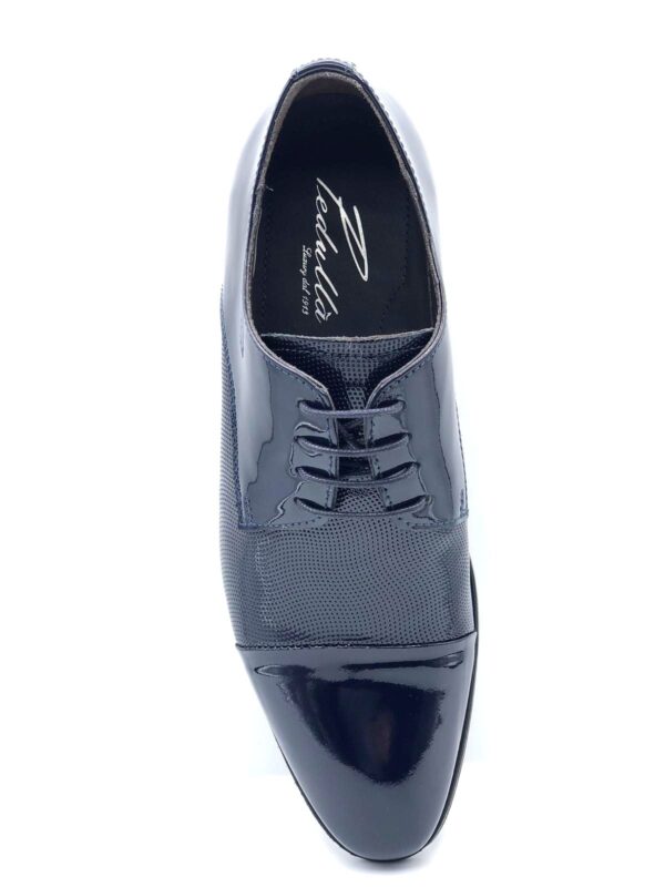 SCARPA SPOSO DERBY UOMO PUNTELLINATA NERA - BLU ART.7186A VERN. GEMMA, FONDO IN CUOIO