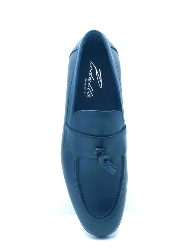 MOCASSINO UOMO CON NAPPINE IN PELLE DI VITELLO NAPPATO BLU, FONDO IN GOMMA FLEX 2177B