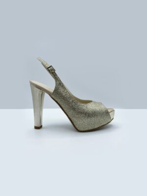 SCARPA DONNA PEDULLA' CERIMONIA 6433 GLITTER PLATINO - NUDE - ARGENTO TACCO 12 cm PLATEAU 3 cm