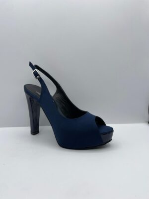 SCARPA DONNA PEDULLA' CERIMONIA 6433 RASO/VERNICE BLU - RASO/VERNICE NERO TACCO 12 cm PLATEAU 3 cm