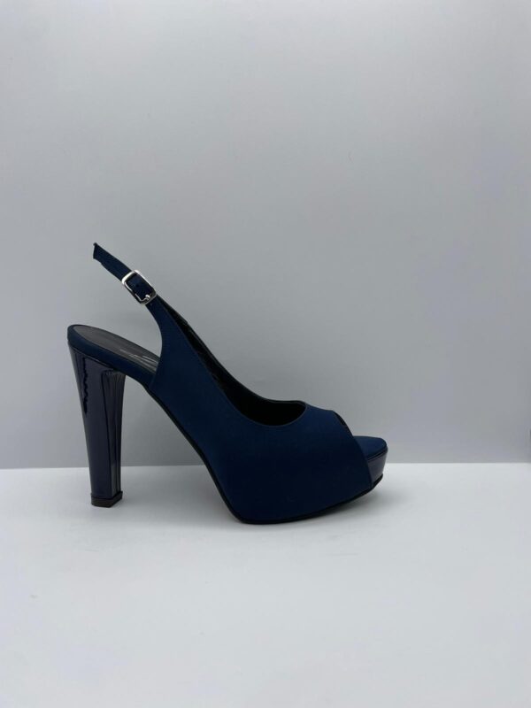 SCARPA DONNA PEDULLA' CERIMONIA 6433 RASO/VERNICE BLU - RASO/VERNICE NERO TACCO 12 cm PLATEAU 3 cm