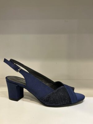 SCARPA DONNA ELEGANTE, CUSCINETTO COMFORT PEDULLA' PELLE ARGENTO E RASO BLU art. 3046 t.50