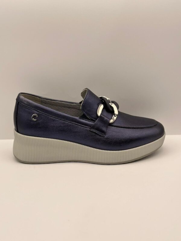 MOCASSINO CINZIA SOFT PLATINO E BLU art.IV319860S 002-003