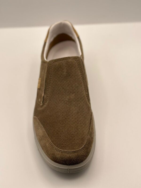 MOCASSINO UOMO IN NABUK BEIGE E BLU art.43644eV25